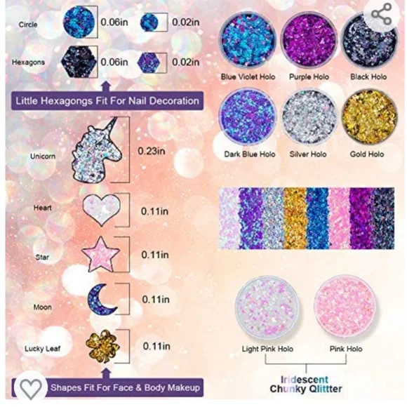 Body Glitters (9 jars) w/ glue - Picture 3 of 8